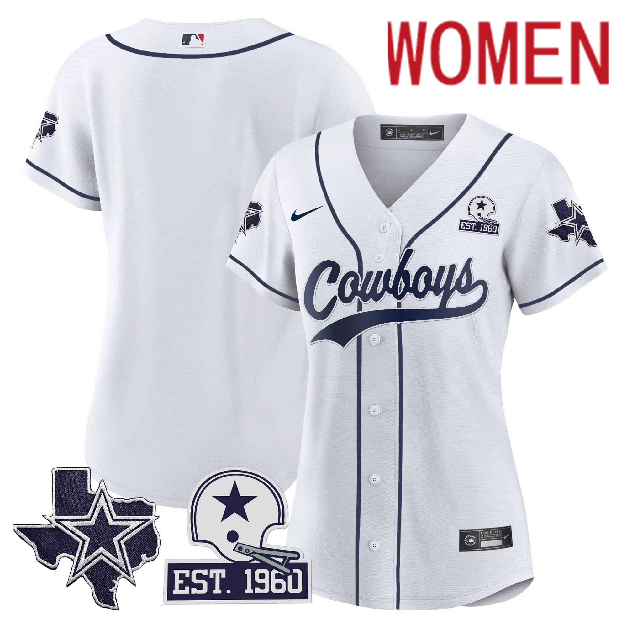 Women Dallas Cowboys Blank White 2024 Nike Patch Baseball NFL Jersey->indianapolis colts->NFL Jersey